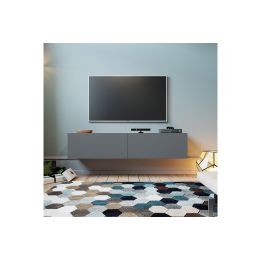 Mueble Mesa TV para Pared Color Antracita-Roble 140x31.5x29.5 cm - 2 Puertas Estilo Moderno.