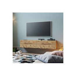 Mueble Mesa TV para Pared Color Roble 140x31.5x29.5 cm - 2 Puertas Estilo Moderno.