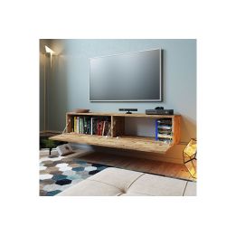 Mueble Mesa TV para Pared Color Roble 140x31.5x29.5 cm - 2 Puertas Estilo Moderno.