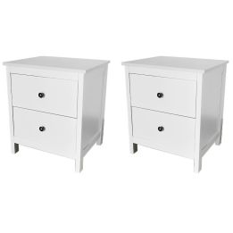 Mesitas - Mesillas de Noche dormitorio de 2 Cajones Color Blanco, pack 2 unidades (SALDO)