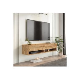 Mueble Mesa TV de Pared Color Roble 140x31.6x29.6 cm - 2 Puertas - Estilo Moderno y Funcional.
