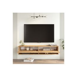 Mueble Mesa TV de Pared Color Roble 140x31.6x29.6 cm - 2 Puertas - Estilo Moderno y Funcional.