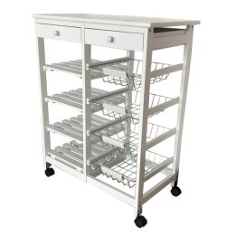 Verdulero frutero doble 4 cestas 4 baldas y 2 cajones color blanco 85x37x67