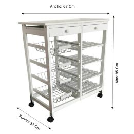 Verdulero frutero doble 4 cestas 4 baldas y 2 cajones color blanco 85x37x67