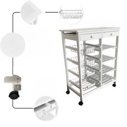 Verdulero frutero doble 4 cestas 4 baldas y 2 cajones color blanco 85x37x67
