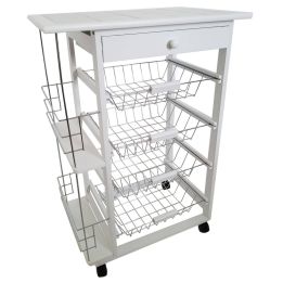 Carro Verdulero de Cocina con Botellero Lateral Blanco Oporto 57x37x82