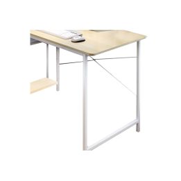 Escritorio  con Estantes - Melamina Natural y Blanco - 120x64x120 cm - Mesa de Trabajo Multifuncional para Oficina y Hogar