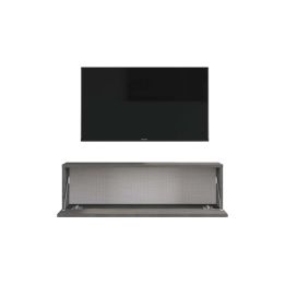Mueble Mesa TV Moderno con Puerta en Melamina Gris Oscuro Antiguo 100x31.5x29.6cm - Diseño Elegante para Salón.