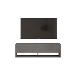 Mueble Mesa TV Moderno con 1 Puerta y Estantes en Melamina Color Gris Antracita - 100x31.5x29.6cm