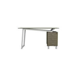 Mesa de Despacho con Cajones, Melamina Natural-Blanco, 140x60x76cm - Organización y Estilo para tu Oficina.