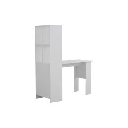 Mesa de Oficina con Librería-Escritorio en Melamina Color Blanco, 120x50x150cm - Diseño Versátil y Funcional