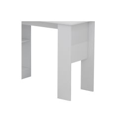 Mesa de Oficina con Librería-Escritorio en Melamina Color Blanco, 120x50x150cm - Diseño Versátil y Funcional