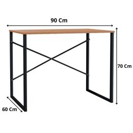 (SALDO) Mesa de Ordenador Estilo Industrial Color Nogal y Negro 90x60x70 Cm