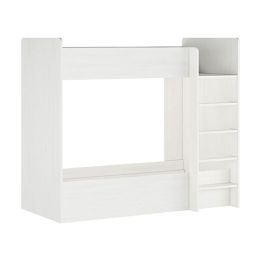 Litera Doble con Escalera - Blanco Veteado y Pino, 198.4 cm (Largo) x 98 cm (Ancho) x 72 cm (Alto)