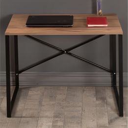 (SALDO) Mesa de Ordenador Estilo Industrial Color Nogal y Negro 90x60x70 Cm