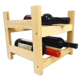Botellero de Madera de Pino apilable en Color Natural para 6 Botellas y con 2 Niveles de Altura.