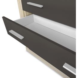 Meyvaser - Cómoda con 4 Cajones, Sinfonier, Color Cambrian y Negro, Medidas: 60 cm (An) x 81.5 cm (Al) x 39.5 cm (Fo)