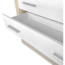 Meyvaser - Cómoda con 4 Cajones, Sinfonier, Color Cambria y Blanco, Medidas: 60 cm (An) x 81.5 cm (Al) x 39.5 cm (Fo)