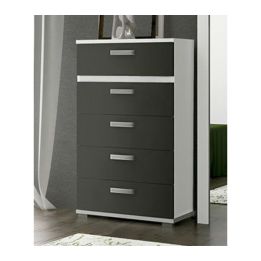 Sinfonier 5 Cajones, Cómoda, Color Blanco y Grafito, Medidas: 60 cm (Largo) x 109,4 cm (Alto) x 39,6 cm de (Fondo) – Meyvaser