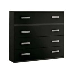 Cómoda 4 Cajones, Color Ceniza y Negro, Medidas: 89 cm (Largo) x 89,6 cm (Alto) x 39,6 cm de (Fondo) Meyvaser