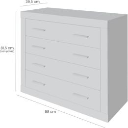 Meyvaser - Cómoda con 4 Cajones, Sinfonier, Color Madera, Medidas: 60 cm (An) x 81.5 cm (Al) x 39.5 cm (Fo)