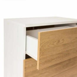 Meyvaser - Sinfonier con 5 Cajones y con Patas, Comoda Cajonera, Color Roble y blanco, 60cm (Anc) x 118,5cm (Al) x 37,8cm (Fon)