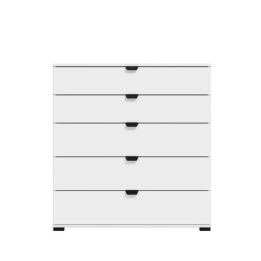 Cómoda de 5 Cajones para Dormitorio en Blanco, Gran Espacio Almacenamiento, Estilo Moderno, 90x40x95 cm