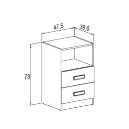 Mesita de noche - Dormitorio o Mesa Auxiliar Salón, Natural y Blanco Veteado, 47.5 x 73 x 39.6 cm