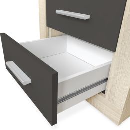 BricoExpo - Pack Cabecero de 160 x 120 cm + 2 Mesitas de Noche | Color Cambria y Grafito (para Cama de 135-140 o 160)