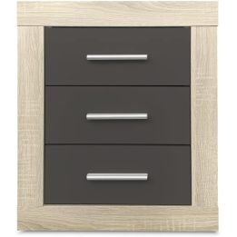 BricoExpo - Pack Cabecero de 160 x 120 cm + 2 Mesitas de Noche | Color Cambria y Grafito (para Cama de 135-140 o 160)
