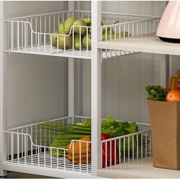 Estanteria de suelo Leena metalica en color blanco-natural 80x30x142cm