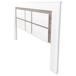Cabezal para Cama de Matrimonio con patas, Color Pino y Gris, Medidas: 160 cm (Ancho) x 119,3 cm (Alto) x 3,8 cm (Fondo)