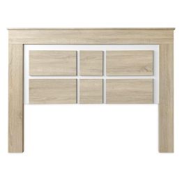 Cabezal para Cama de Matrimonio con patas, Color Cambria y Blanco, Medidas: 160 cm (Ancho) x 119,3 cm (Alto) x 3,8 cm (Fondo)