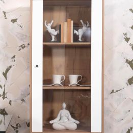 Vitrina Alta | 2 Puertas, Frentes en DM Lacado Blanco Mate | Medidas: 170,2 cm Alto x 40 cm Fondo x 68,4 cm Ancho
