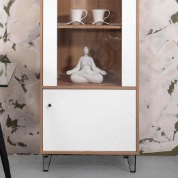Vitrina Alta | 2 Puertas, Frentes en DM Lacado Blanco Mate | Medidas: 170,2 cm Alto x 40 cm Fondo x 68,4 cm Ancho