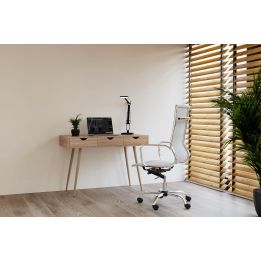 Mesa Escritorio Roble con 3 Cajones y Patas Estilo Escandinavo – Compacta y Funcional, 110x50x75 cm
