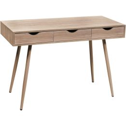 Mesa Escritorio Roble con 3 Cajones y Patas Estilo Escandinavo – Compacta y Funcional, 110x50x75 cm