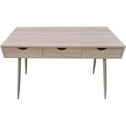 Mesa Escritorio Roble con 3 Cajones y Patas Estilo Escandinavo – Compacta y Funcional, 110x50x75 cm