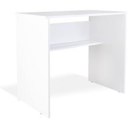 Mesa de Escritorio, Acabada en Blanco, Mesa para Pc con balda interior, Medidas: 90 cm (Ancho) x 49,5 cm (Fondo) x 77 cm (Alto)