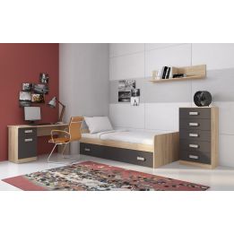 Mesa de Estudio, Escritorio con 2 Cajones, Mesa de Ordenador, Acabado en Color Blanco y Cambrian 70.8 x 120 x 49.8 cm