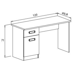 Mesa de Estudio, Escritorio con 2 Cajones, Mesa de Ordenador, Acabado en Color Blanco y Cambrian 70.8 x 120 x 49.8 cm