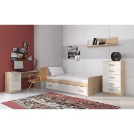 Mesa de Estudio, Escritorio con 2 Cajones, Mesa de Ordenador, Acabado en Color Blanco y Cambrian 70.8 x 120 x 49.8 cm
