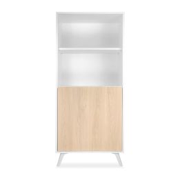 Conjunto de Salón Mueble Completo: Bajo TV, Mueble Bar, Estantería y Mueble Colgar - Estilo Roble y Blanco.