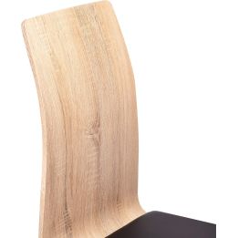 Pack 4 sillas de Comedor, Acabado en símil Piel Color Negro y Madera, Medidas: 44 cm (An) x 57 cm (Lar) x 97 cm (Al)
