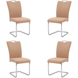 Pack de 4 Sillas Elegantes en Tejido Beige – Sillas para Comedor y Salón, Dimensiones: 44 x 61 x 98 cm.