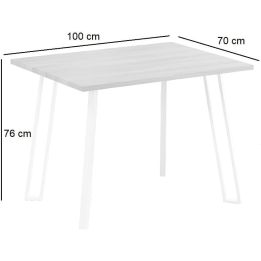 Conjunto Mesa y Sillas Comedor/Cocina: Mesa madera y Patas Metálicas Blancas (76x100x70 Cm) + 5 Sillas (80x40x55 Cm )