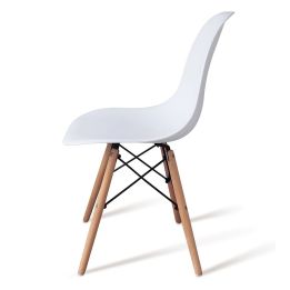 Pack 4 Sillas de Comedor, Sillas Cocinas, Acabado en Blanco y Madera, Medidas: 45 cm (Ancho) x 53 cm (Largo) x 83 cm (Alto)