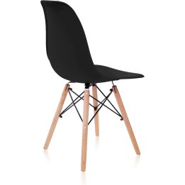 Pack 4 Sillas de Comedor, Sillas Cocinas, Acabado en Negro y Madera, Medidas: 45 cm (Ancho) x 53 cm (Largo) x 83 cm (Alto)