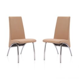 Pack 2 Sillas de Comedor, Sillas para Salón, Acabado en Tejido Beige, Medidas: 44 cm (Ancho) x 61 cm (Largo) x 95 cm (Alto)