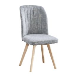 Pack 4 Sillas de Comedor, Sillas de Salón Color Gris y Patas Color Haya, Medidas: Ancho: 46 cm x Fondo: 55 cm x Alto: 92 cm